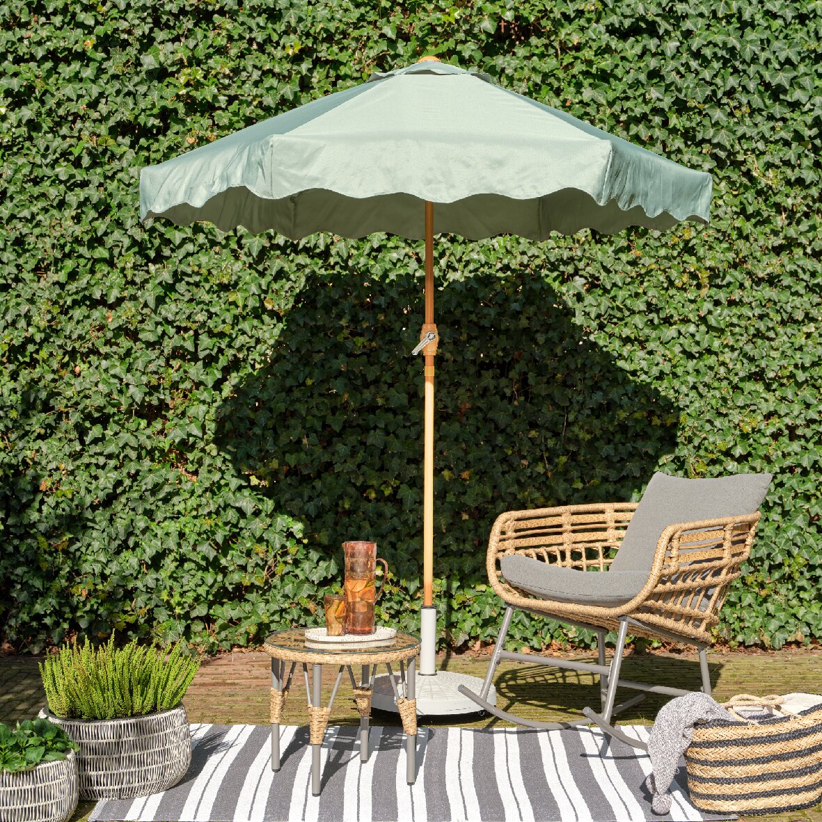 Outdoor Living Parasol Grijsgroen - Ø 220 Cm