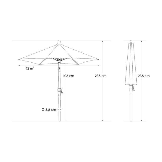 Platinum Stokparasol Riva Teak Look Ø 300 Cm Antraciet
